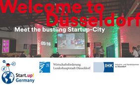 Banner: Welcome to Düsseldorf – Meet the bustling Startup-City