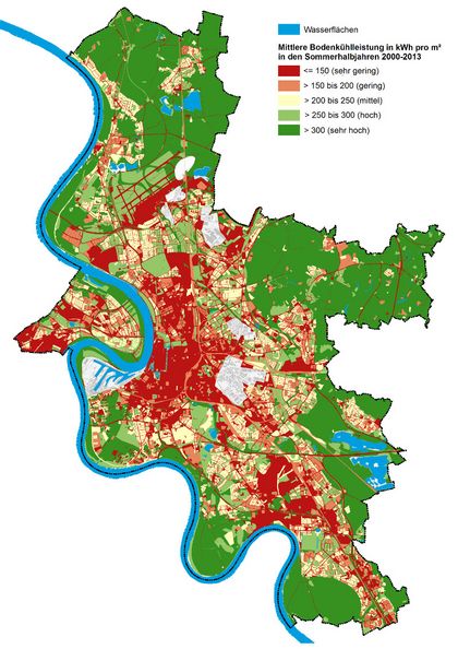 Karte der Bodenkühlleistung für Düsseldorf