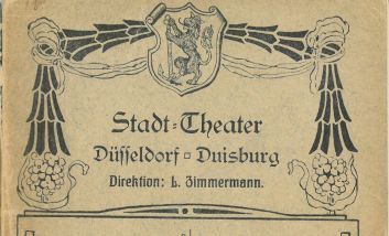 Kopf des Umschlages zu dem Textbuch "Das Rheingold : Vorspiel zu der Trilogie des Nibelungen" von Richard Wagner. Mainz, [ca. 1903].