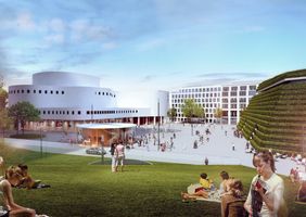 Die Grafik zeigt die künftige Gestaltung des Gustaf-Gründgens-Platzes. Grafik: FSWLA Landschaftsarchitektur GmbH