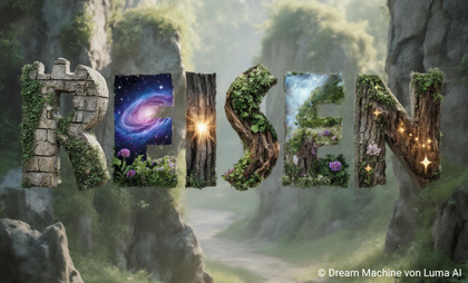 Traumlandschaft mit dem Wort "Reisen"