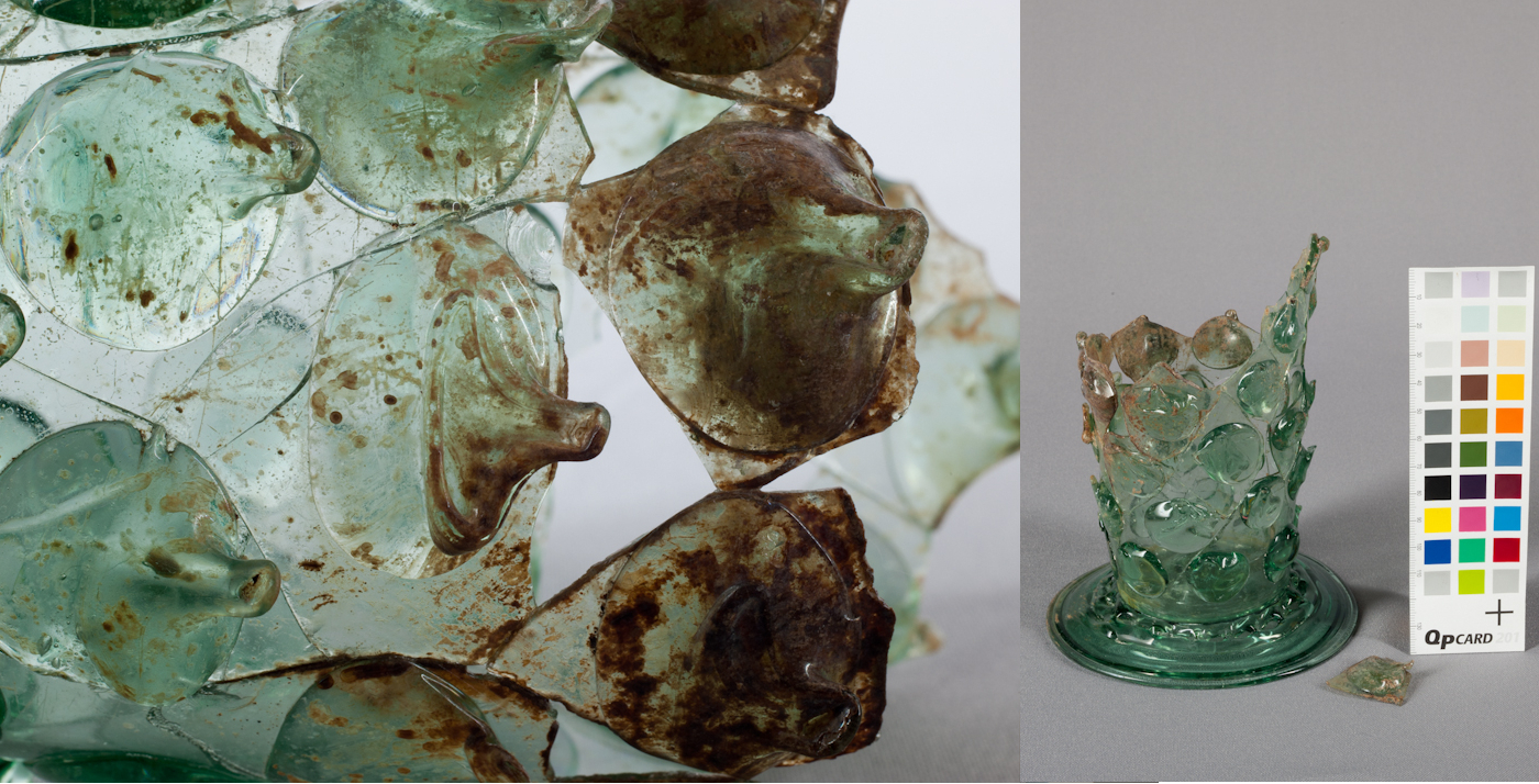 Archäologisches Glasfragment der Sammlung Erwin Baumgartner
