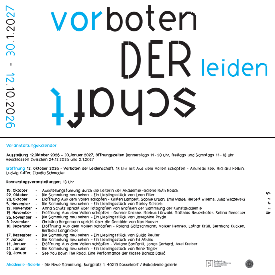 Ausstellungsplakat, Vorboten der Leidenschaft, Akademie-Galerie, 2026