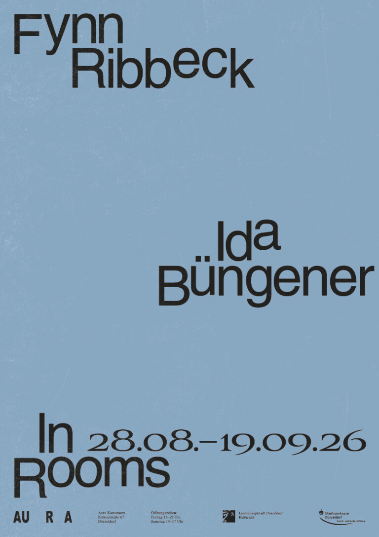 Einladungsplakat zur Ausstellung In Rooms, Fynn Ribbeck und Ida Buengener, Aura Kunstraum, 2026