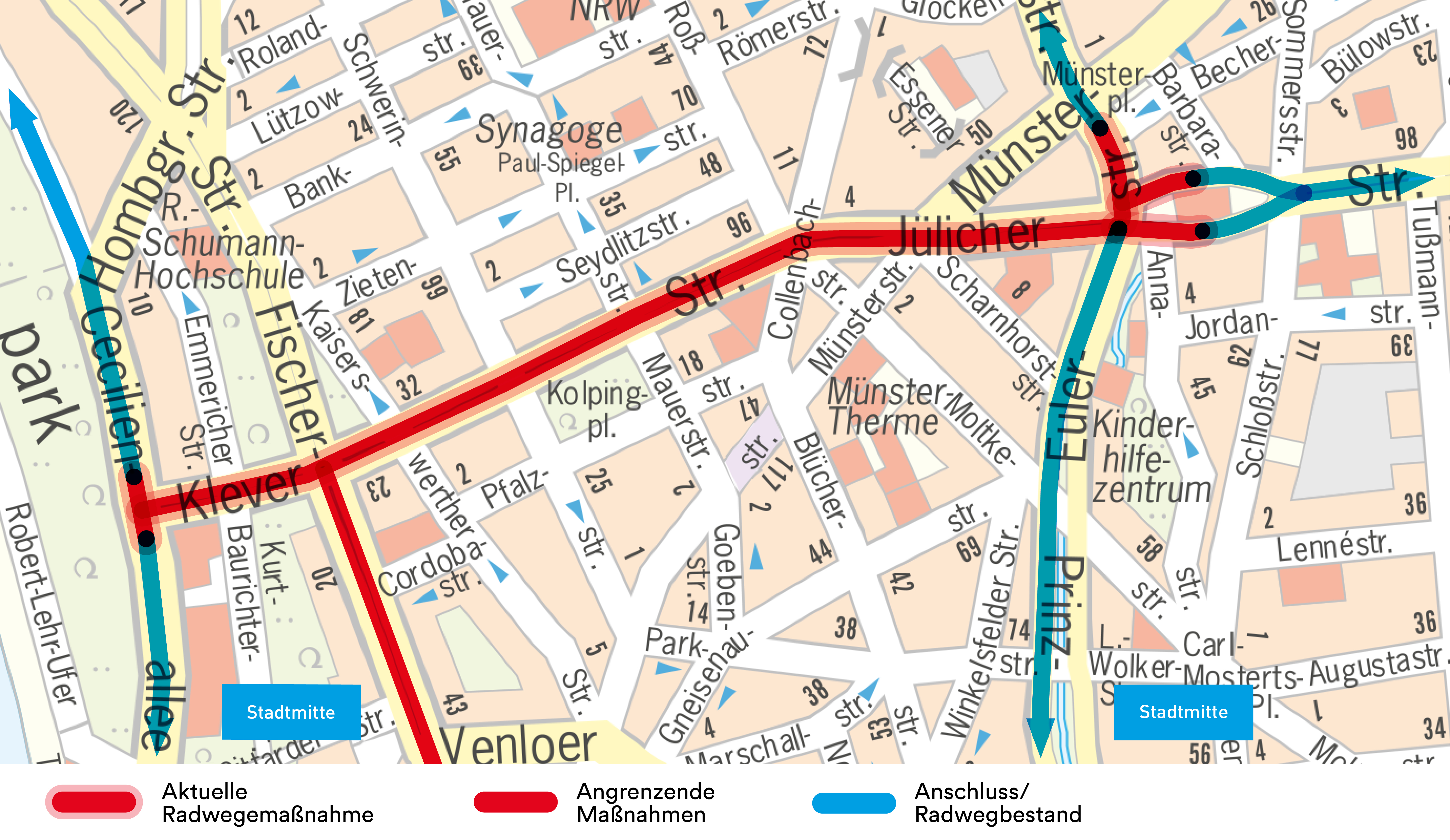 Übersicht Maßnahme Klever Straße / Jülicher Straße