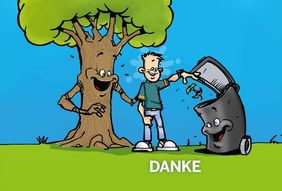Cartoon auf Postkarten der Kampagne "Restlos entspannen"