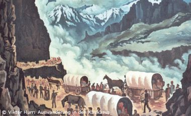 Gemälde von Victor Hurr: Auswanderung in den Kaukasus