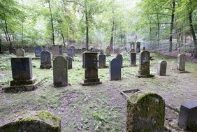 Versteckt im Wald an der Quadenhofstraße neben dem Gerresheimer Friedhof befindet sich ein jüdischer Friedhof. Foto: Uwe Schaffmeister