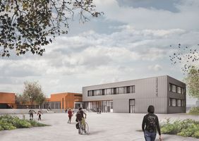 Animation des Neubaus für die Carl-Benz-Realschule. Animation: Landeshauptstadt Düsseldorf/IPM