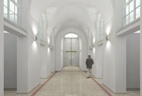 In der Kapelle am Südfriedhof errichtet die Stadt ein Kolumarium mit 330 Urnenkammern. Visualisierung: Pfeiffer Architektur, Düsseldorf