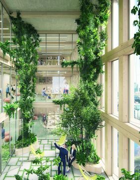 Siegesentwurf des Gereralplanverfahrens "Neubau Technisches Verwaltungsgebäude", Perspektive innen