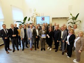 Delegation aus dem Salzburger Land zu Gast im Rathaus. Foto: Landeshauptstadt Düsseldorf/ Wilfried Meyer