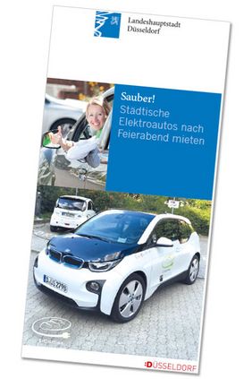 Faltblatt Sauber! Städtische Elektroautos nach Feierabend mieten