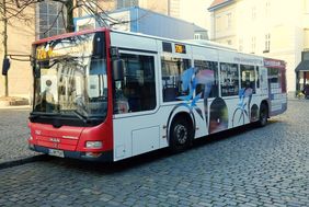 Der Team Düsseldorf 2017-Bus der Rheinbahn. Foto: Michael Gstettenbauer