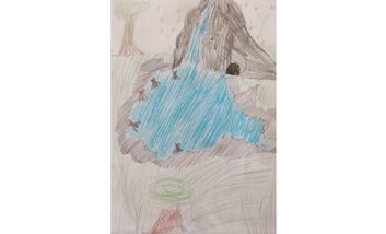 Bild zu "Die Expedition" (Lesung) in den Düsseldorfer Märchenwoche - gemalt von Toni (11 Jahre)