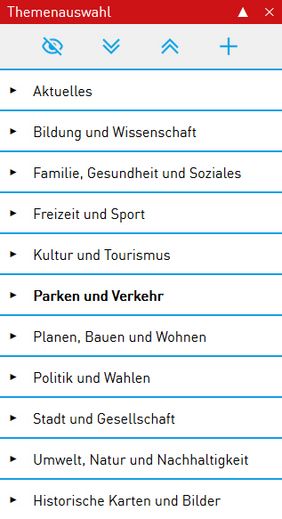 Überblick über die Hauptkategorien des Themenangebotes - hier verbergen sich 125 Unterkategorien