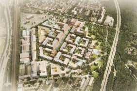 Benrather Gärten, Gewerbe. Animation: Schellenberg + Bäumler Architekten GmbH mit Lindenkreuz Eggert GbR