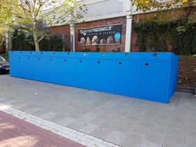 Zehn neue Fahrradboxen stehen ab sofort am S-Bahnhof Hellerhof für Nutzer bereit. Foto: Landeshauptstadt Düsseldorf, Amt für Verkehrsmanagement