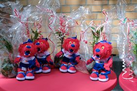 Ein Kibonu-Bäumchen und das Sportstadt-Maskottchen Tosi als Glücksbringer erhielten Düsseldorfs Teilnehmerinnen und Teilnehmer an den Olympischen und Paralympischen Spielen in Tokio; Foto: Gstettenbauer
