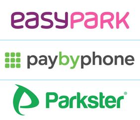Logos easypark, paybyphone und Parkster