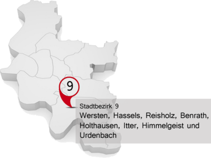 Kartenausschnitt Stadtbezirk 09 mit Stadtteilen
