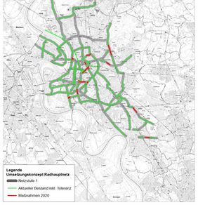 Die Grafik zeigt die in diesem Jahr anstehenden Radwegeprojekte. Grafik: Amt für Verkehrsmanagement