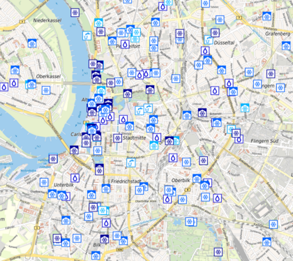 Auszug aus Düsseldorfs Karte der kühlen Orte