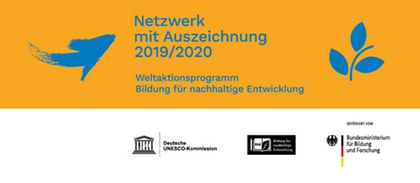 Logo Netzwerk mit Auszeichnung 2019/2020, Weltaktionsprogramm Bildung für nachhaltige Entwicklung