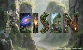 Traumlandschaft mit dem Wort "Reisen"