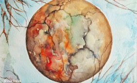 Aquarellbild von einem Himmelskörper