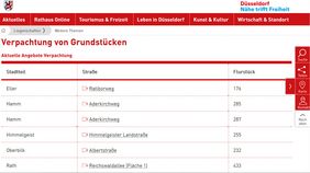Webseite Verpachtung von Grundstücken (Ausschnitt)