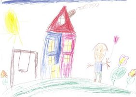 Kinderzeichnung zum Projekt "Wohnen mit Kindern". Zeichnung: Marius
