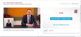 Screenshot der aufgezeichneten 1. Virtuellen Beschäftigtenversammlung der Landeshauptstadt Düsseldorf mit Oberbürgermeister Dr. Stephan Keller.