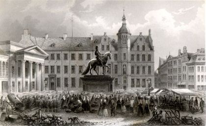 Der Marktplatz zu Düsseldorf um 1840 