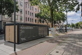 Am Donnerstag, 26. Juni wurde eine neue Mobilitätsstation in Oberbilk in Betrieb gehen –hier im Bild die Fahrradstation. © Connected Mobility Düsseldorf