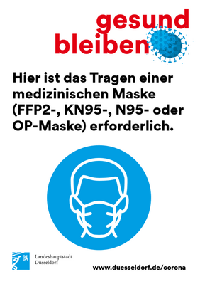 In städtischen Dienststellen besteht die Tragepflicht eines medizinischen Mund- und Nasenschutzes - dazu zählen neben OP-Masken auch FFP2 und vergleichbare Masken wie KN95, N 95