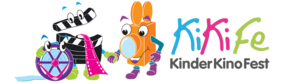 Figuren (Klappi usw.) vom KinderKinoFest und Schriftzug KiKiFe