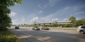 Die Visualisierung zeigt die Nordsternbrücke. Grafik: Landeshauptstadt Düsseldorf/Amt für Verkehrsmanagement