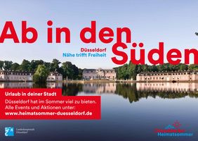 Der Düsseldorfer Heimatsommer animiert mit zahlreichen Angeboten zum Urlaub in der eigenen Stadt. Grafik: Landeshauptstadt Düsseldorf