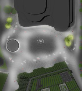 Spannender Blick von oben auf die zukünftige Beleuchtungssituation auf dem Gustaf-Gründgens-Platz. Animation: Tropp Lichtdesign