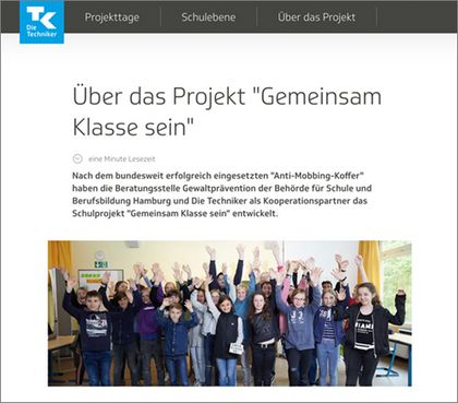 Startseite Internetauftritt 'www.gemeinsam-klasse-sein.de'