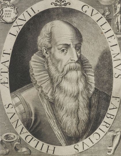 Wilhelm Fabricius (1560-1634) Medizin unter Herzog Wilhelm dem Reichen (anonym nach Matthäus Merian, 1627, Stadtmuseum Düsseldorf D 1975)