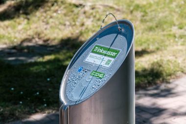 Obere Ansicht eines Trinkbrunnens