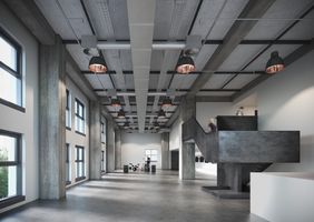 Darstellung der Baustruktur im Foyer FFT ohne Möblierung; Foto: Arbeitsgemeinschaft Meyer Architekten, Düsseldorf/DFZ Architekten, Hamburg