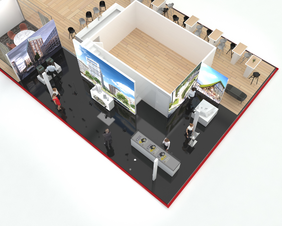 Visualisierung der neuen VR:EXPERIENCE-DUS Area, die in diesem Jahr den EXPOREAL Messestand der Stadt Düsseldorf in München erweitert. Foto: Landeshauptstadt Düsseldorf