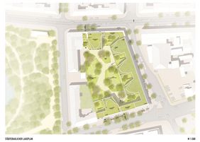 Der Lageplan: 1. Preisträger: Wienstroer Architekten Stadtplaner aus Neuss mit scape Landschaftsarchitekten, Düsseldorf.