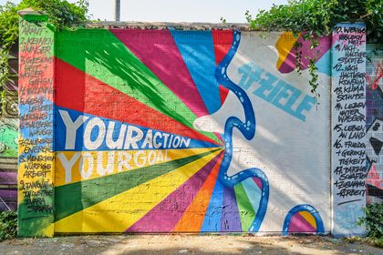 Graffiti-Wandbild zu den Zielen für nachhaltige Entwicklung