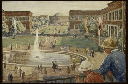 Blick auf Ehrenhof und Planetarium, Max Clarenbach, 1929, Öl auf Leinwand, Stadtmuseum Düsseldorf B 1059, Foto: Stefan Arendt