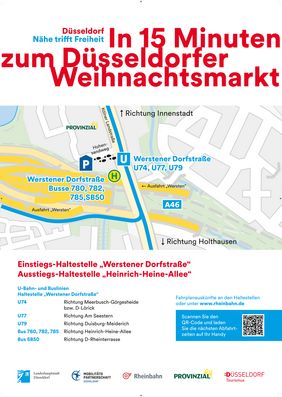 Für das "Provinzial Kombiticket Weihnachten 2018" wirbt die Düsseldorf Tourismus GmbH mit einem Plakat. Plakat: Düsseldorf Tourismus GmbH