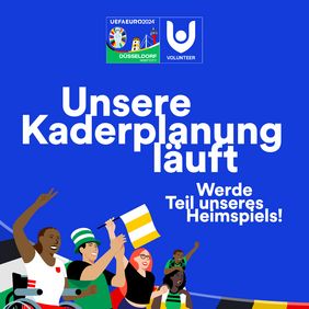 Mit verschiedenen Motiven wirbt Düsseldorf für Volunteers zur UEFA EURO 2024.